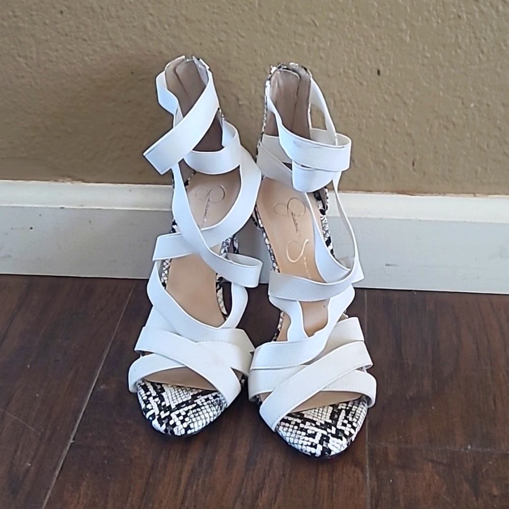 Black and white heels